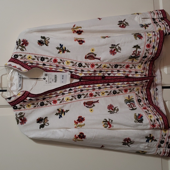 NWT Zara Women's Embroidered Kimono Cardigan Blouse Jacket Small S - Picture 9 of 9